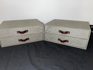 lot 46 image: Two Fabric Storage Boxes with leather handles