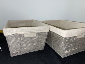 lot 53 image: Set of 2 Fabric-Lined Storage Baskets