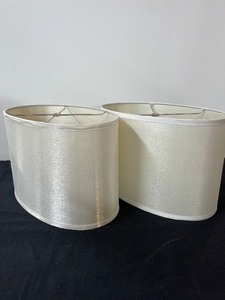lot 66 image: Pair of Oval Satin-finish Lampshades