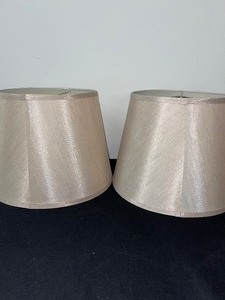 lot 72 image: Pair of Cone-shaped Grey-brushed Shimmer Lampshades