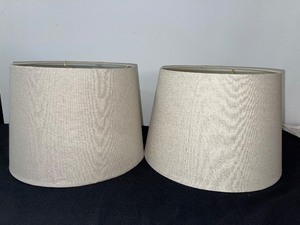 lot 75 image: Pair of Beige Cone-shaped Fabric Lampshades