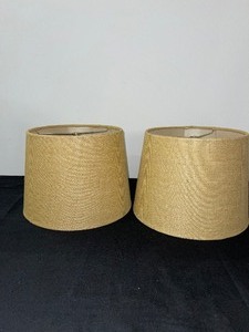 lot 78 image: Pair of Cone-Shaped Burlap-style Lampshades