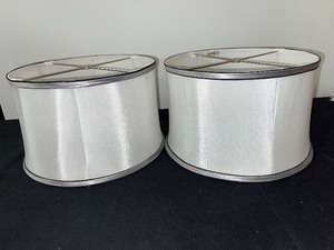 lot 128 image: Pair of Satin Grey-trimmed Tapered Lampshades