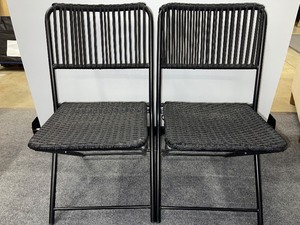 lot 901 image: Two Rattan Woven Folding Chairs
