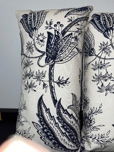 lot 940 image: Two Black and Cream Beaded Accent Pillows