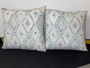 lot 944 image: Blue and Green Diamond Accent Pillows