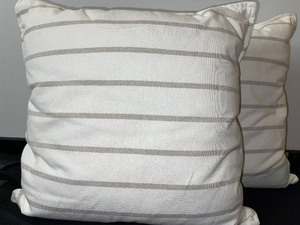 lot 953 image: Two Grey Striped Accent Pillows