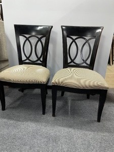lot 971 image: Two Dark Stain Wood Upholstered Chair
