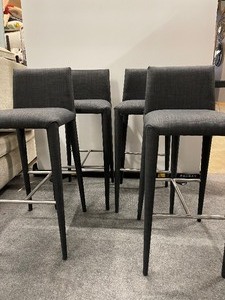 lot 989 image: Bar-top Chairs with tapered fabric-covered legs