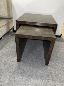lot 991 image: Dark Wood Nesting End Tables