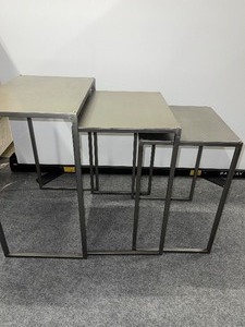 lot 996 image: Three Brushed Metal Nesting Tables
