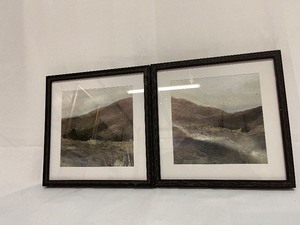 lot 418 image: Wall Decor - Artistic Pastel Center w Wooden Frames (set of 2)
