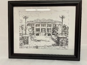 lot 436 image: Wall Decor - Mansion in White & Black (Black Frame)