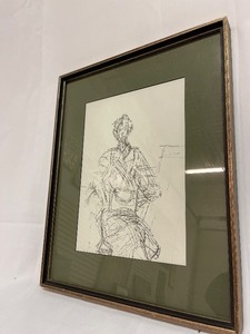 lot 439 image: Wall Decor - Etching w Brown Wood Frame