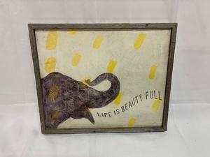lot 402 image: Wall Decor - Elephant (Life is Beautiful) w wooden frame
