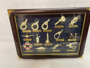 lot 404 image: Wall Decor - Rope Knots w Brown Frame