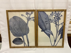 lot 406 image: Wall Decor - Blue Flowers w Wood Frame (set of 2)