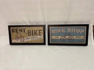 lot 405 image: Wall Decor - Bike Shop w Black Frame (set of 2)