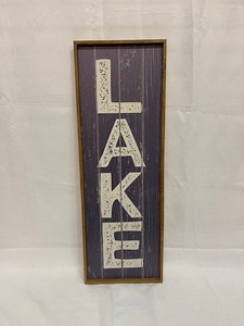 lot 408 image: Wall Decor - Lake w Brown Frame