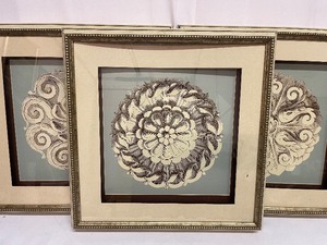 lot 457 image: Lot of 3 Floral Pattern Artwork