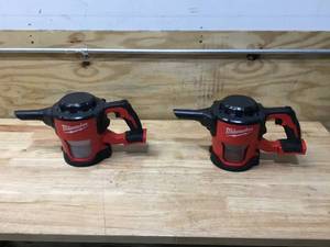 lot 54 image: Milwaukee Lot of 2 - M18 18-Volt Lithium-Ion Cordless Compact Vacuum (Tool-Only)