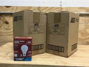 lot 119 image: Lot of 24 - Ace Halogen Light Bulb 43 watts 750 lumens A-Line A19 Medium Base (E26) Soft White 4 pk