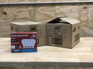 lot 120 image: Lot of 12 - Ace Halogen Light Bulb 43 watts 750 lumens A-Line A19 Medium Base (E26) Soft White 4 pk