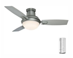 lot 107 image: CASABLANCO Verse 44 in. LED IndoorOutdoor Satin Nickel Ceiling Fan with Light Kit and Universal Remote