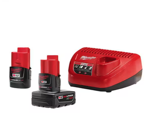 lot 157 image: Milwaukee M12 12-Volt Lithium-Ion 4.0 Ah and 2.0 Ah Battery Packs and Charger Starter Kit