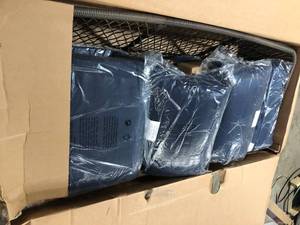 StyleWell Parker Mill Black 4-Piece Metal Patio Seating Set with Porter Midnight Cushions    Customer Returns See Pictures