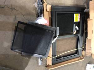 UniFlame Uniflame Large Logan Black Cabinet-style Fireplace Doors with Smoke Tempered Glass Customer Returns See Pictures