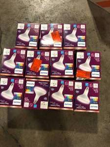 Lot of  Philips 65-Watt Equivalent BR40 Smart Wi-Fi LED Color Changing Light Bulb Powered by WiZ with Bluetooth (1-Pack)  Customer Returns See Pictures