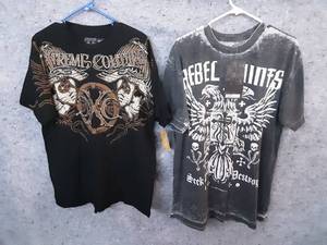 2 New With Tags Mens T-shirts Affliction and Extreme Couture Size XL