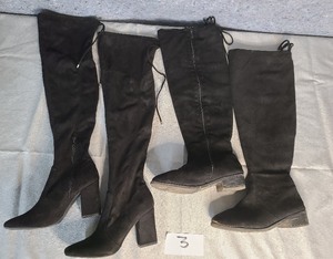 2 Pairs of Womens Suede Knee High Boots Sizes 7 & 8