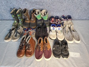 13 Pairs of Kids (Boys) Boots and Sneakers Sizes 2-5 (Nike, Underarmour)