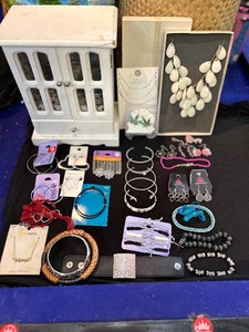 Assortment of Womens Jewelry and Jewelry Box
