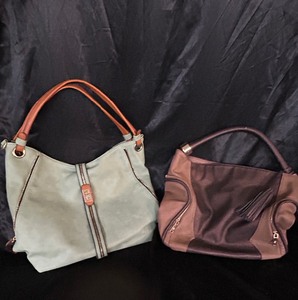 Two Blue and Brown Purses