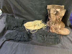 Five Pairs of Handmade Moccasins Size 6