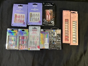 Assortment of New Press on Nails 9 Sets with Glue