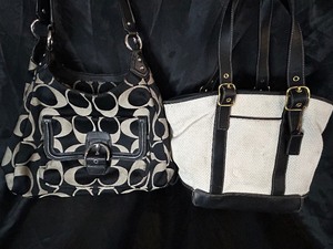 Two Black and White Coach Purses