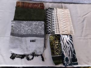 Assortment of Womens Pashminas, Silk Scarfs, & Calvin Klein Scarfs