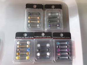 Five Boxes of Tongue Piercing Jewelry
