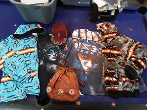 XL Native American Designed Sweatshirts, Hat, and Bag