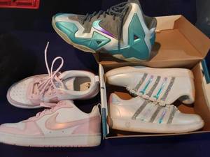 Size 6.5 Womens Sneakers with Laundry Basket (Nike, Swiss, Justice)