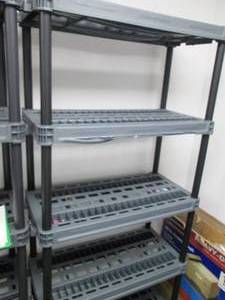5-Tier Plastic Rubbermaid style Organizational Shelf Approximately 6ft tall