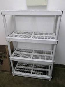 4-Tier plastic Rubbermaid style Organizational Shelf approximately 4.5ft tall