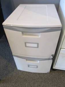 Storex Ridgid plastic locking 2-drawer file cabinet with keys