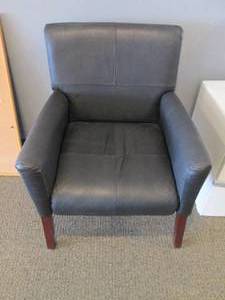 Padded Black textured pleather office reception chair