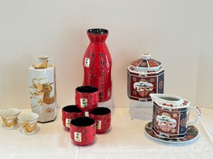 lot 52 image: Variety of Saki Sets, Imari Cream and Sugar Set by Andrea and More