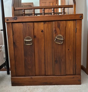 lot 42 image: Vintage Rustic Style Wooden Cabinet with Mirror